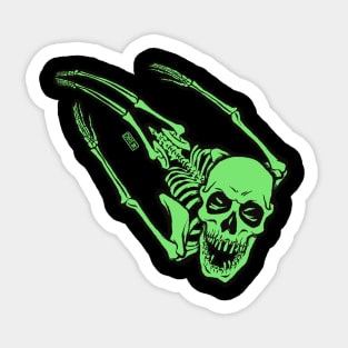 Flying Skellie (light green) Sticker